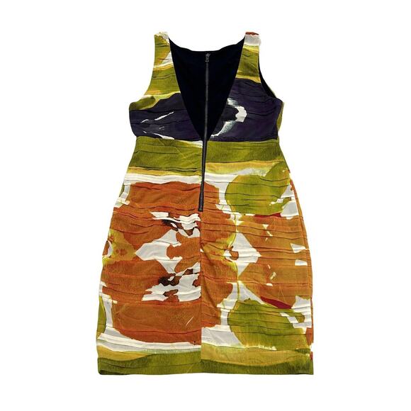 Alice + Olivia Valerie Silk Shift Dress Size 4 Multicolor Tie Dye Back Zip - Picture 3 of 9